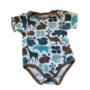 3/$20 Dwell studio 6-12 month short sleeve romper animal print fits big, wide